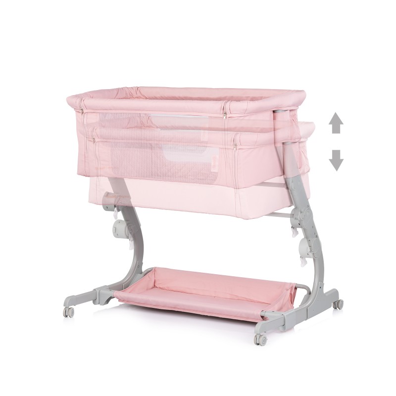 Co-sleeping crib with drop side “Eleganza" pink marshmallow