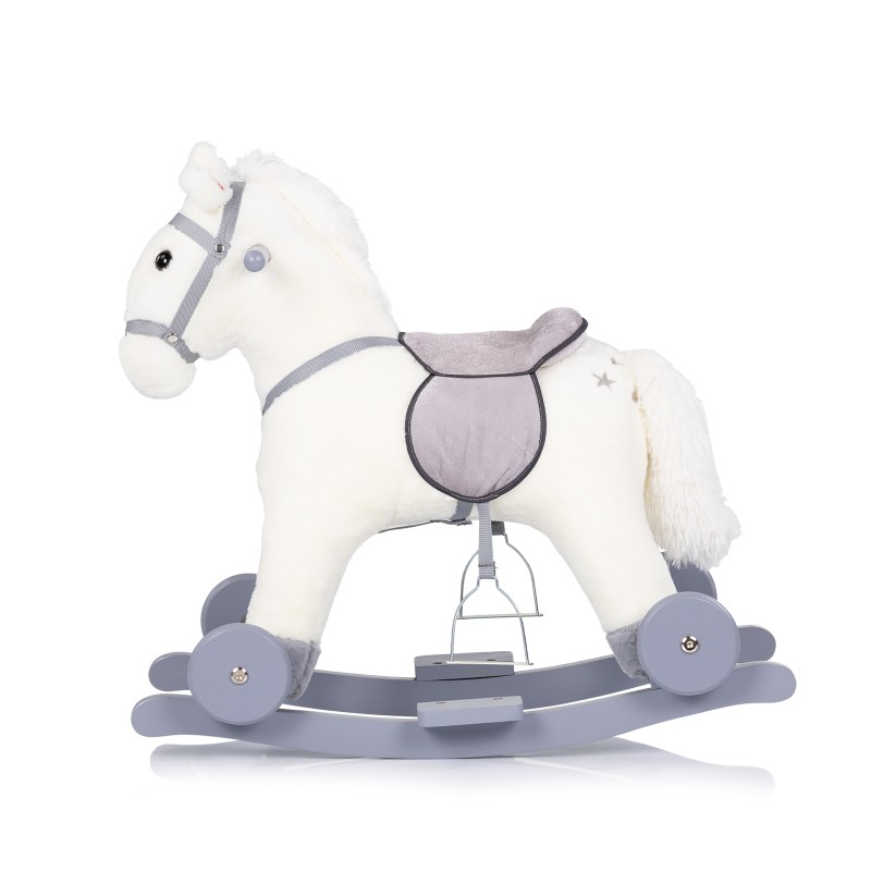 Rocking horse with wheels white