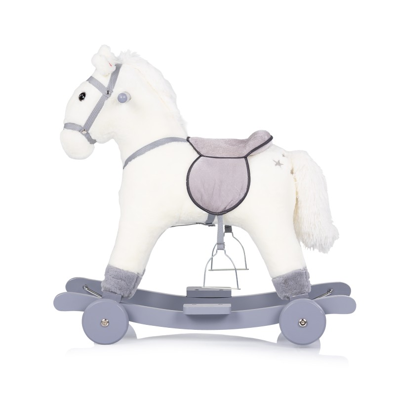 Rocking horse with wheels white