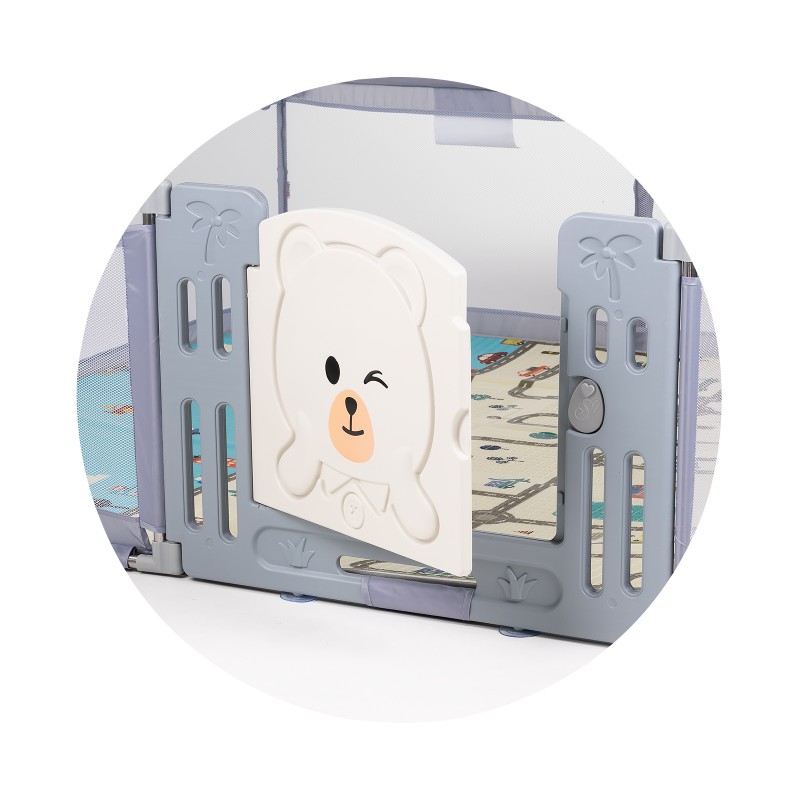 Play pen Amico 180/200 cm, with door, grey