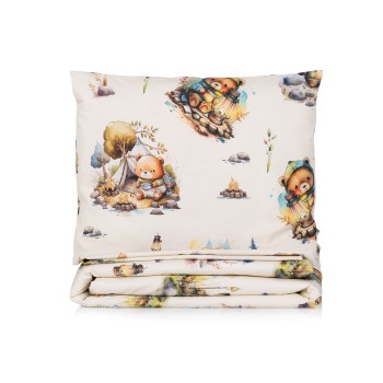Beding set 5 pc. /Sheet, pillow case, pillow, duvet and duvet cover / bear in the forest
