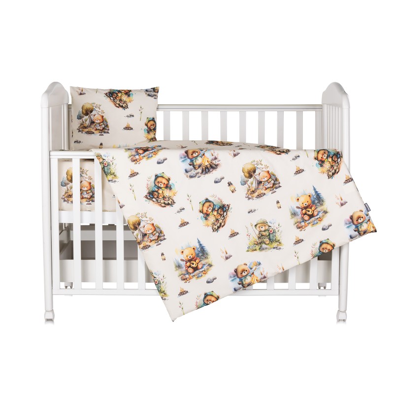 Beding set 5 pc. /Sheet, pillow case, pillow, duvet and duvet cover / bear in the forest