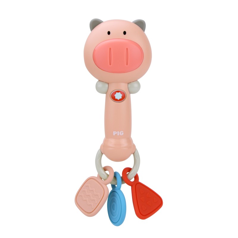 Musical stick with light and rattles Piggy