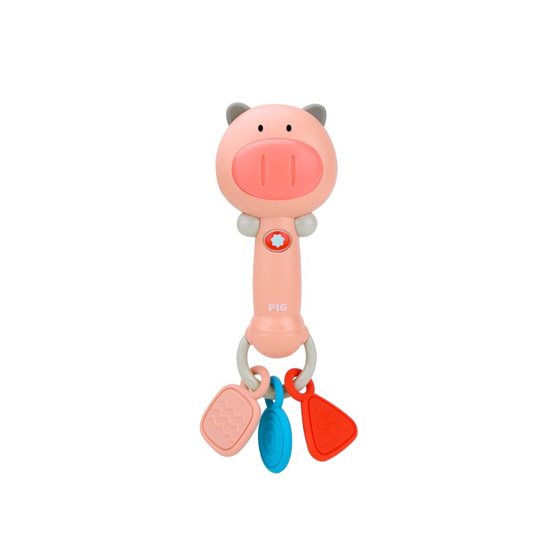 Musical stick with light and rattles Piggy