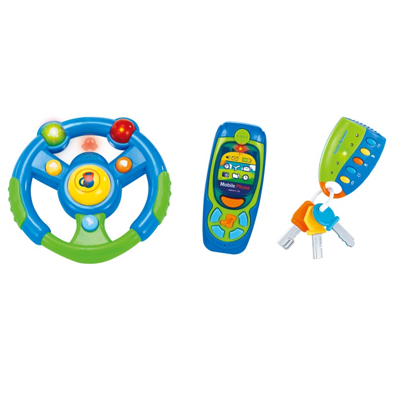 Kids toy steering wheel with remote control and keys