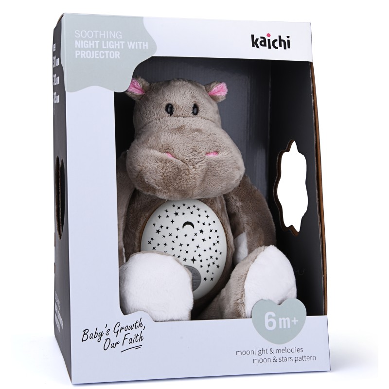Plush toy with projector and music Hippo