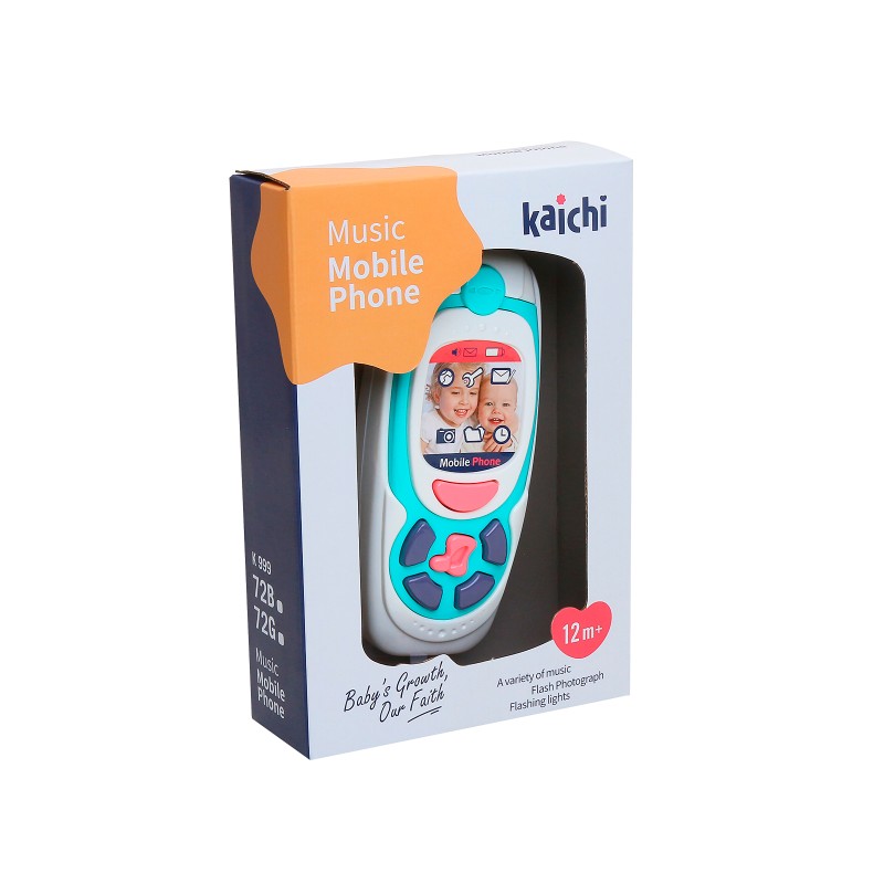 Kids toy mobile phone with music and light blue