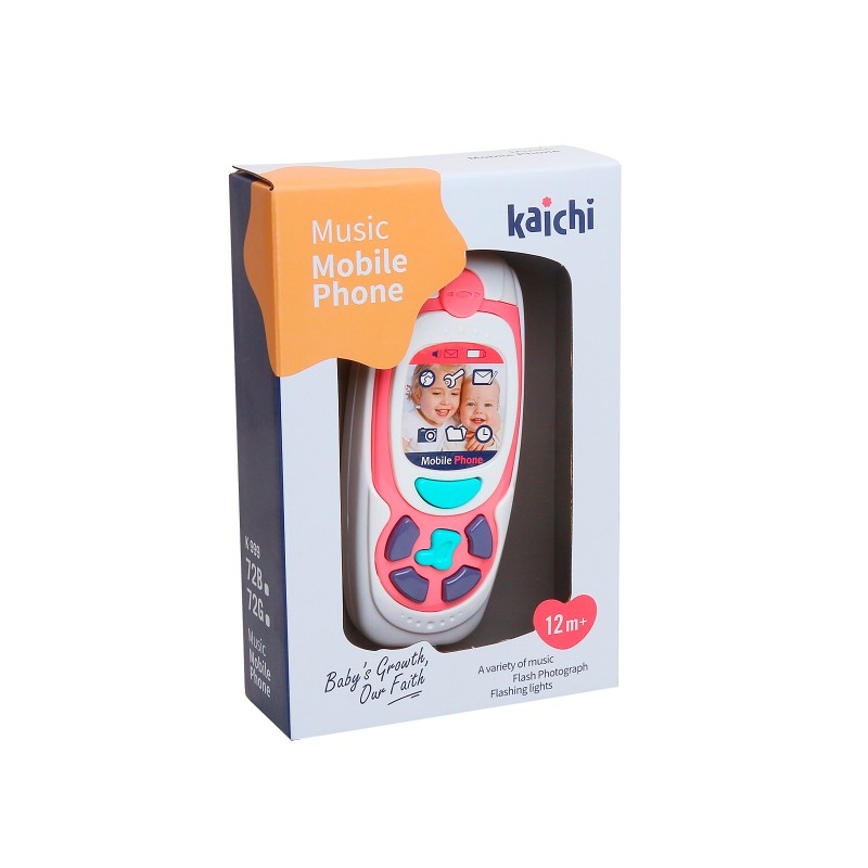 Kids toy mobile phone with music and light pink