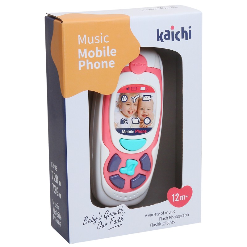 Kids toy mobile phone with music and light pink