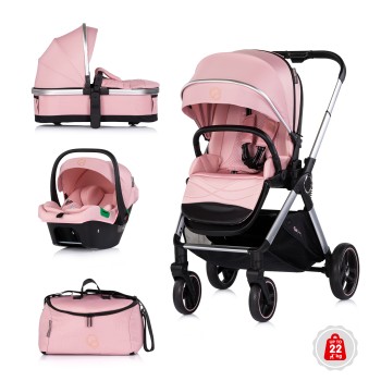 Baby stroller 3 in 1 "Euphoria" powder pink