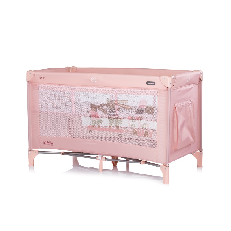Foldable travel cot Ariel powder pink