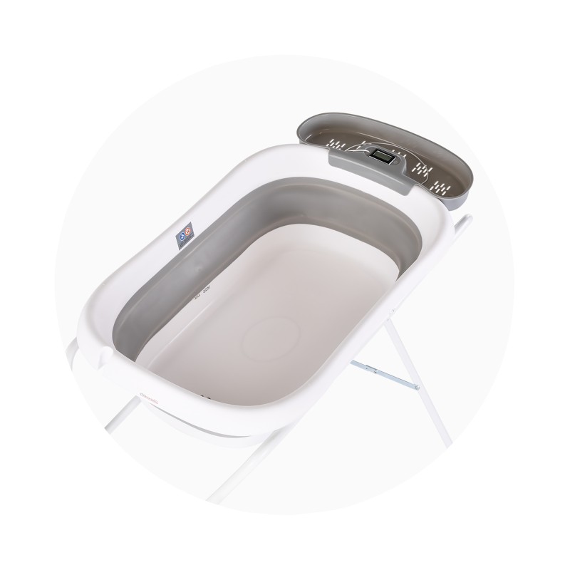 Bath tub with stand and tray with thermometer SLIM - grey