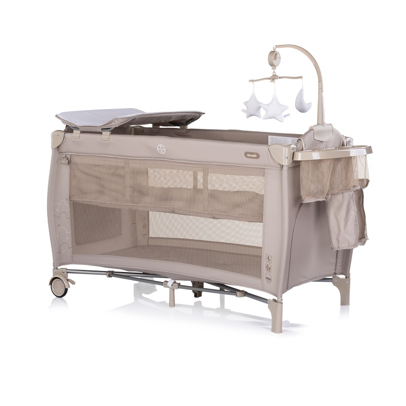 Foldable travel cot with changing pad Bella latte