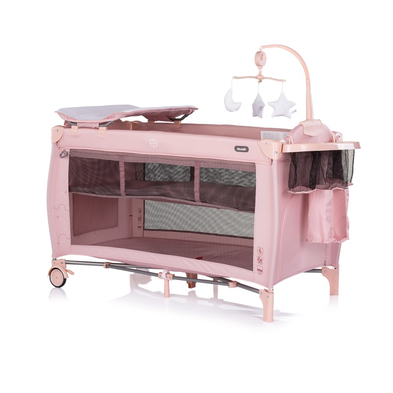 Foldable travel cot with changing pad Bella pink powder