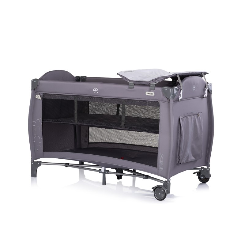 Foldable travel cot with changing pad Bella charcoal