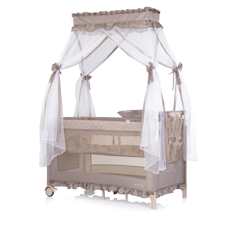 Foldable travel cot with mosquito net Palace latte