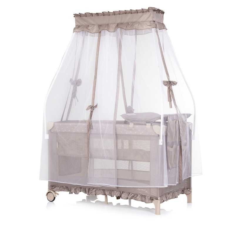 Foldable travel cot with mosquito net Palace latte