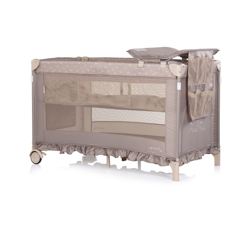 Foldable travel cot with mosquito net Palace latte