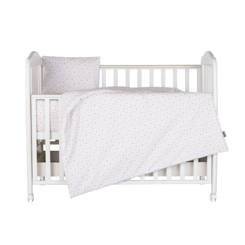 Beding set 5 pc. /Sheet, pillow case, pillow, duvet and duvet cover /beige stars
