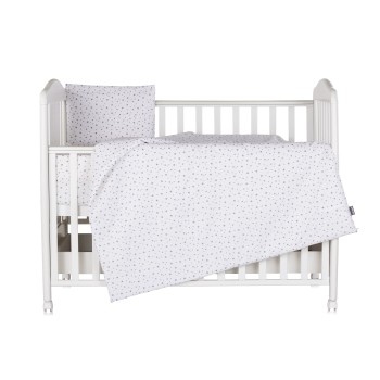 Beding set 5 pc. /Sheet, pillow case, pillow, duvet and duvet cover / grey stars