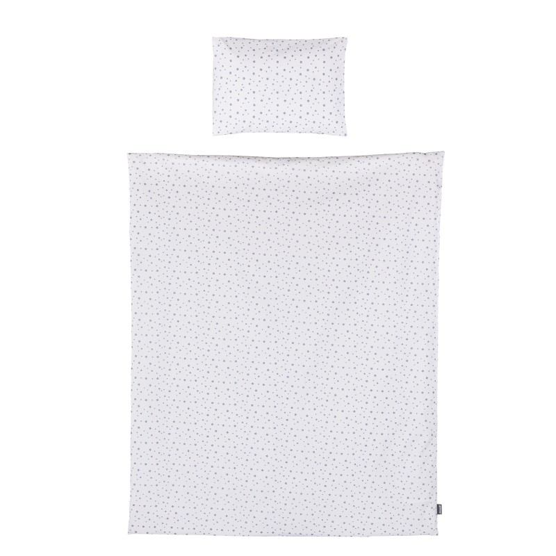 Beding set 5 pc. /Sheet, pillow case, pillow, duvet and duvet cover / grey stars