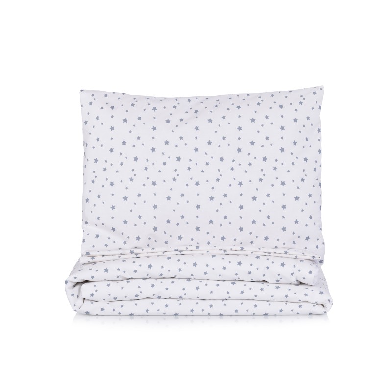 Beding set 5 pc. /Sheet, pillow case, pillow, duvet and duvet cover / grey stars