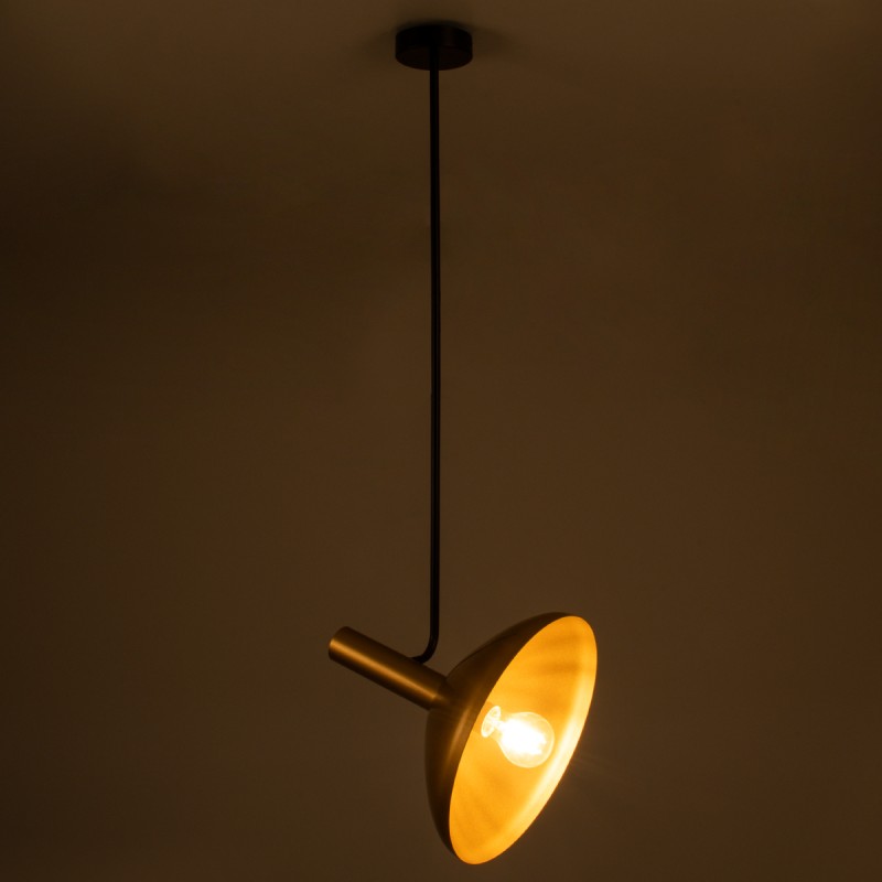 GloboStar® KATIE 00538 Μοντέρνο Φωτιστικό Οροφής Καμπάνα Μονόφωτο 1 x E27 IP20 Μαύρο & Χρυσό Μέταλλο - Μ30 x Π30 x Υ120cm