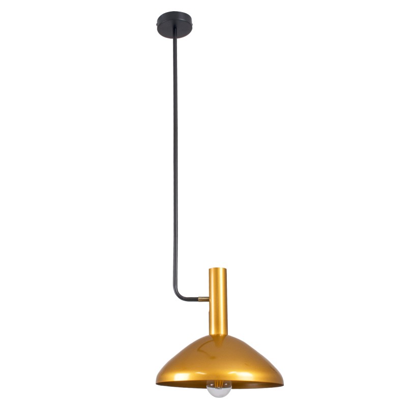 GloboStar® KATIE 00538 Μοντέρνο Φωτιστικό Οροφής Καμπάνα Μονόφωτο 1 x E27 IP20 Μαύρο & Χρυσό Μέταλλο - Μ30 x Π30 x Υ120cm