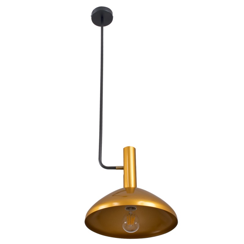 GloboStar® KATIE 00538 Μοντέρνο Φωτιστικό Οροφής Καμπάνα Μονόφωτο 1 x E27 IP20 Μαύρο & Χρυσό Μέταλλο - Μ30 x Π30 x Υ120cm