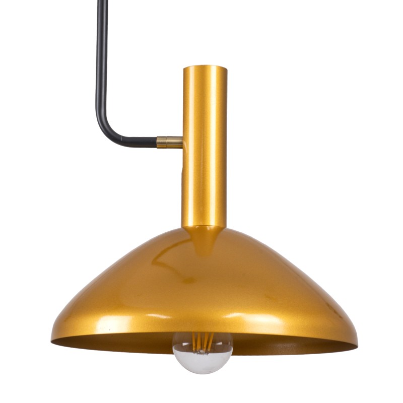 GloboStar® KATIE 00538 Μοντέρνο Φωτιστικό Οροφής Καμπάνα Μονόφωτο 1 x E27 IP20 Μαύρο & Χρυσό Μέταλλο - Μ30 x Π30 x Υ120cm