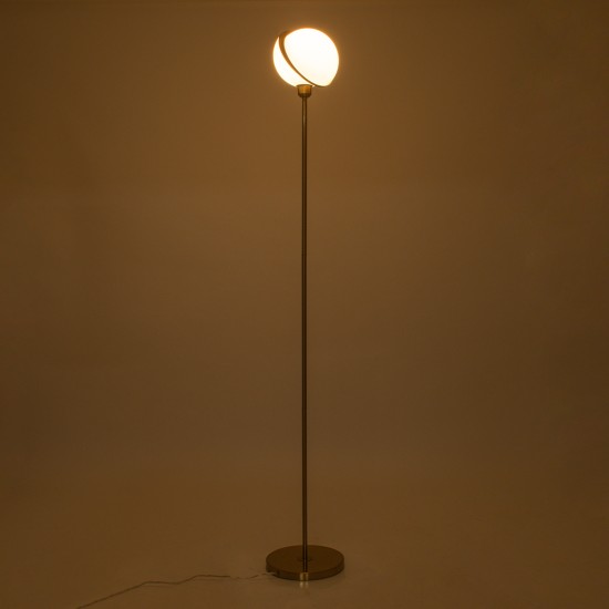 GloboStar® HUDSON 00500 Μοντέρνο Επιδαπέδιο Φωτιστικό Μονόφωτο 1 x E27 IP20 Χρυσό Αλουμίνιο με Λευκό Πλαστικό - Μ20 x Π20 x Υ177cm