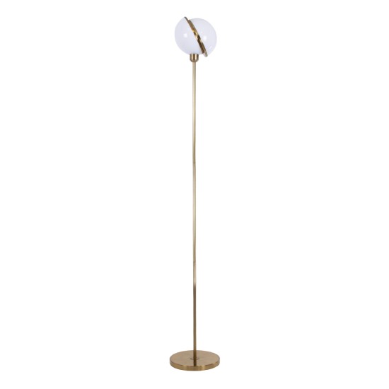 GloboStar® HUDSON 00500 Μοντέρνο Επιδαπέδιο Φωτιστικό Μονόφωτο 1 x E27 IP20 Χρυσό Αλουμίνιο με Λευκό Πλαστικό - Μ20 x Π20 x Υ177cm