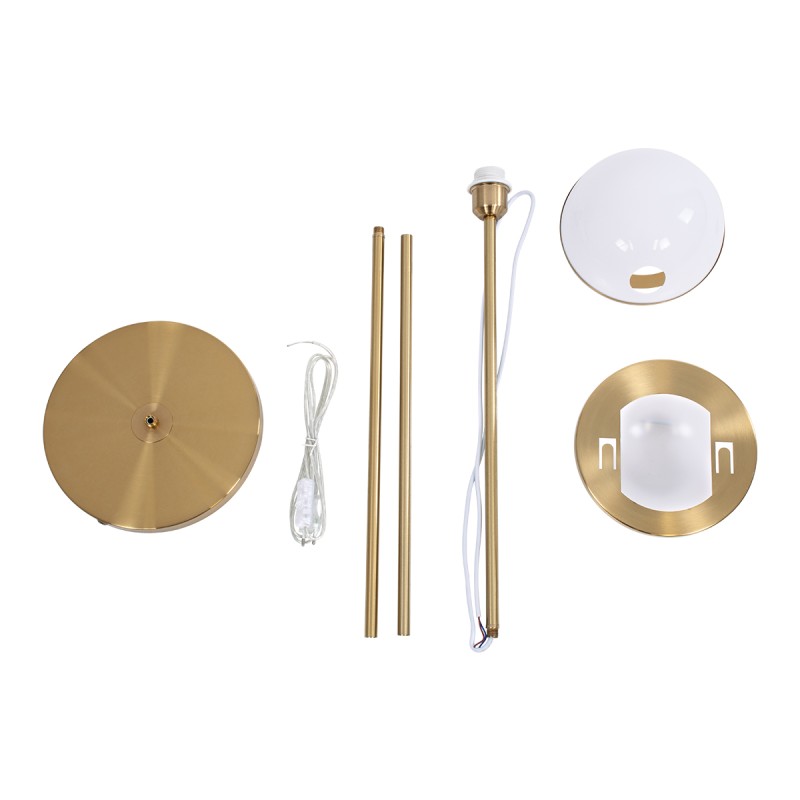 GloboStar® HUDSON 00500 Μοντέρνο Επιδαπέδιο Φωτιστικό Μονόφωτο 1 x E27 IP20 Χρυσό Αλουμίνιο με Λευκό Πλαστικό - Μ20 x Π20 x Υ177cm