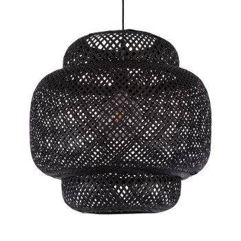 GLOBOSTAR® MALDIVES 00579 Boho Κρεμαστό Φωτιστικό Οροφής με Ντουί 1 x E27 AC 220-240V IP20 - Μαύρο - Μ56 x Π56 x Y54cm