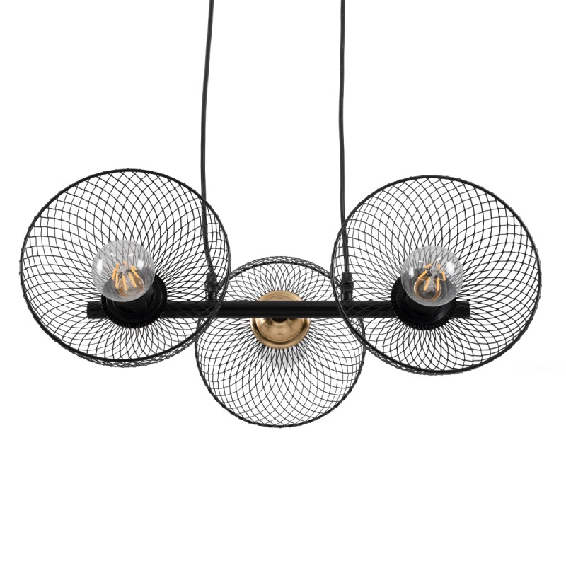 GloboStar® VERONA 00586 Μοντέρνο Κρεμαστό Φωτιστικό Ράγα Τρίφωτο 3 x E27 IP20 Μαύρο & Χρυσό Μέταλλο - Μ50 x Π28 x Υ20cm