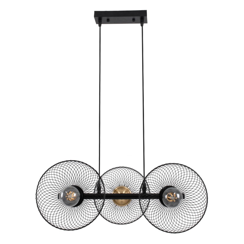 GloboStar® VERONA 00586 Μοντέρνο Κρεμαστό Φωτιστικό Ράγα Τρίφωτο 3 x E27 IP20 Μαύρο & Χρυσό Μέταλλο - Μ50 x Π28 x Υ20cm