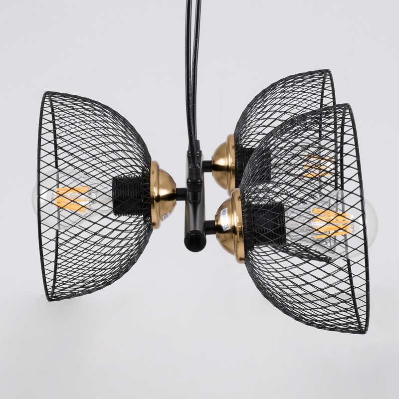 GloboStar® VERONA 00586 Μοντέρνο Κρεμαστό Φωτιστικό Ράγα Τρίφωτο 3 x E27 IP20 Μαύρο & Χρυσό Μέταλλο - Μ50 x Π28 x Υ20cm