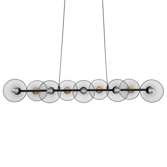 GloboStar® VERONA 00588 Μοντέρνο Κρεμαστό Φωτιστικό Ράγα Πολύφωτο 9 x E27 Μαύρο & Χρυσό Μέταλλο - Μ140 x Π28 x Υ20cm GloboStar® VERONA 00588 Μοντέρνο Κρεμαστό Φωτιστικό Ράγα Πολύφωτο 9 x E27 Μαύρο & Χρυσό Μέταλλο - Μ140 x Π28 x Υ20cm