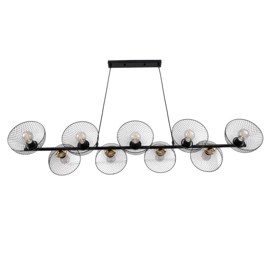 GloboStar® VERONA 00588 Μοντέρνο Κρεμαστό Φωτιστικό Ράγα Πολύφωτο 9 x E27 Μαύρο & Χρυσό Μέταλλο - Μ140 x Π28 x Υ20cm GloboStar® VERONA 00588 Μοντέρνο Κρεμαστό Φωτιστικό Ράγα Πολύφωτο 9 x E27 Μαύρο & Χρυσό Μέταλλο - Μ140 x Π28 x Υ20cm