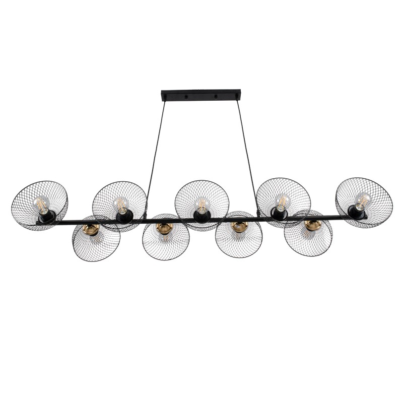 GloboStar® VERONA 00588 Μοντέρνο Κρεμαστό Φωτιστικό Ράγα Πολύφωτο 9 x E27 Μαύρο & Χρυσό Μέταλλο - Μ140 x Π28 x Υ20cm