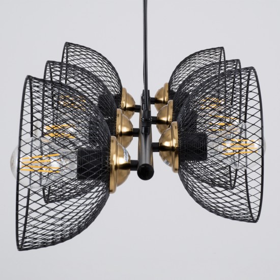GloboStar® VERONA 00588 Μοντέρνο Κρεμαστό Φωτιστικό Ράγα Πολύφωτο 9 x E27 Μαύρο & Χρυσό Μέταλλο - Μ140 x Π28 x Υ20cm GloboStar® VERONA 00588 Μοντέρνο Κρεμαστό Φωτιστικό Ράγα Πολύφωτο 9 x E27 Μαύρο & Χρυσό Μέταλλο - Μ140 x Π28 x Υ20cm