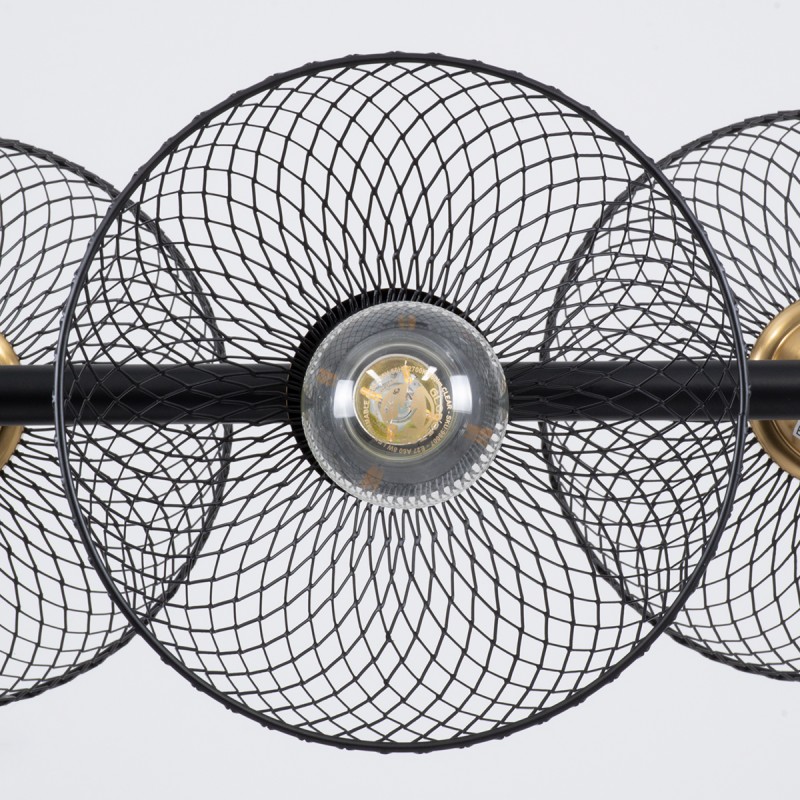 GloboStar® VERONA 00588 Μοντέρνο Κρεμαστό Φωτιστικό Ράγα Πολύφωτο 9 x E27 Μαύρο & Χρυσό Μέταλλο - Μ140 x Π28 x Υ20cm