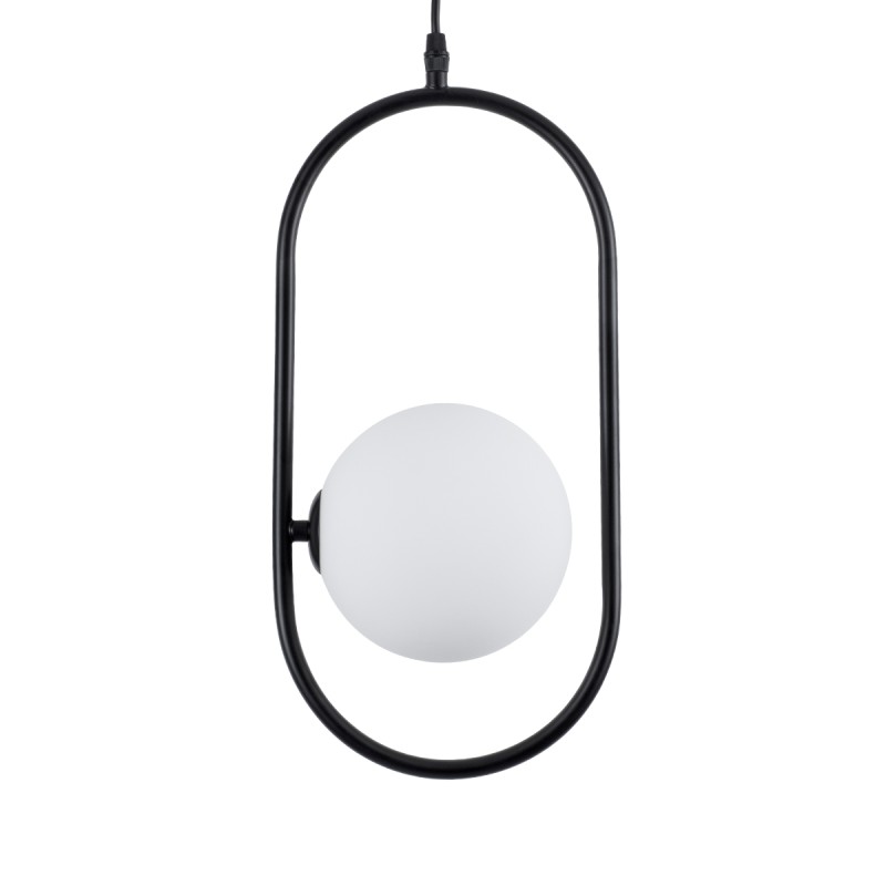GloboStar® HAMBURG 00589 Μοντέρνο Κρεμαστό Φωτιστικό Μπάλα Μονόφωτο 1 x G9 Μαύρο Μέταλλο με Λευκό Γυαλί - Μ20 x Π15 x Υ40cm
