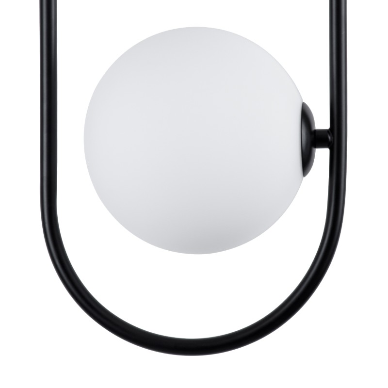 GloboStar® HAMBURG 00589 Μοντέρνο Κρεμαστό Φωτιστικό Μπάλα Μονόφωτο 1 x G9 Μαύρο Μέταλλο με Λευκό Γυαλί - Μ20 x Π15 x Υ40cm