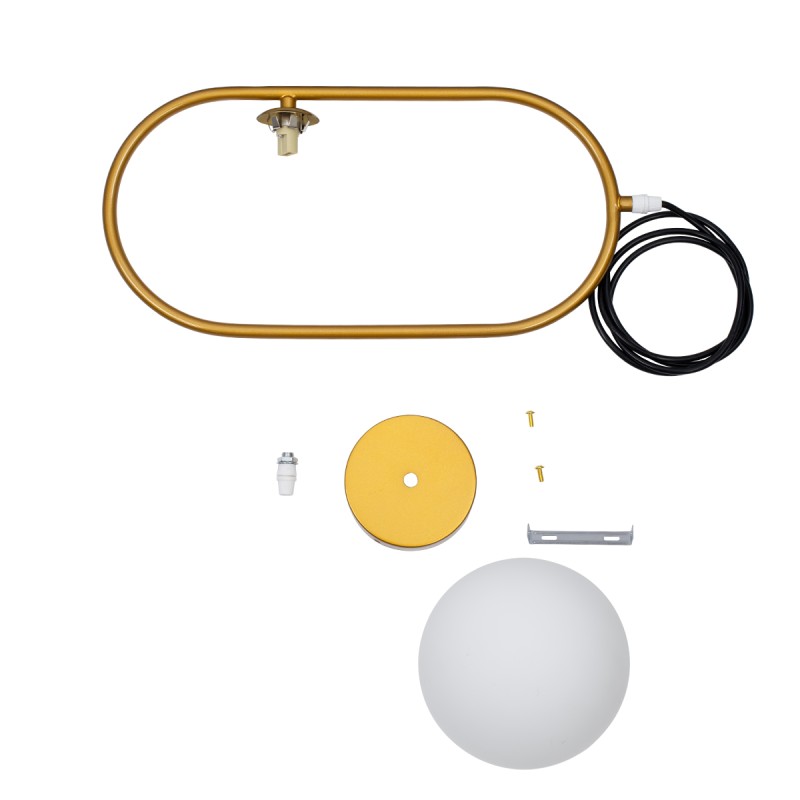 GloboStar® HAMBURG 00590 Μοντέρνο Κρεμαστό Φωτιστικό Μπάλα Μονόφωτο 1 x G9 Χρυσό Μέταλλο με Λευκό Γυαλί - Μ20 x Π15 x Υ40cm