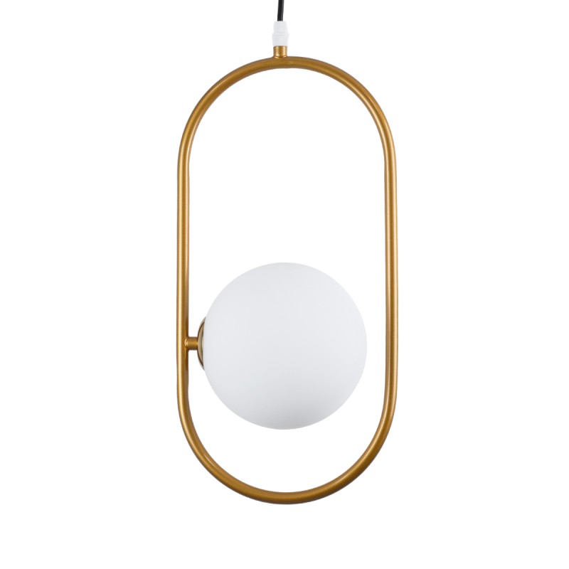 GloboStar® HAMBURG 00590 Μοντέρνο Κρεμαστό Φωτιστικό Μπάλα Μονόφωτο 1 x G9 Χρυσό Μέταλλο με Λευκό Γυαλί - Μ20 x Π15 x Υ40cm