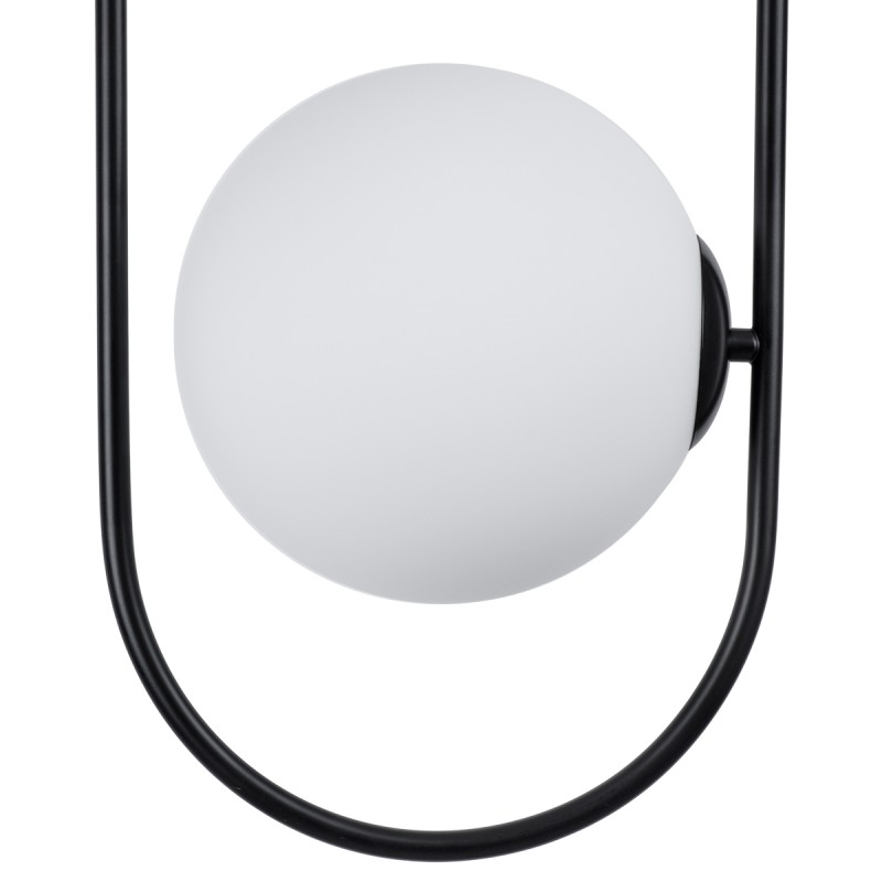 GloboStar® HAMBURG 00591 Μοντέρνο Κρεμαστό Φωτιστικό Μπάλα Μονόφωτο 1 x E14 IP20 Μαύρο Μέταλλο με Λευκό Γυαλί - Μ25 x Π20 x Υ50cm