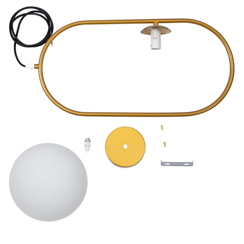 GloboStar® HAMBURG 00592 Μοντέρνο Κρεμαστό Φωτιστικό Μπάλα Μονόφωτο 1 x E14 IP20 Χρυσό Μέταλλο με Λευκό Γυαλί - Μ25 x Π20 x Υ50cm