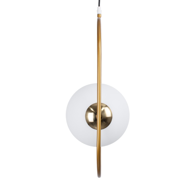 GloboStar® HAMBURG 00592 Μοντέρνο Κρεμαστό Φωτιστικό Μπάλα Μονόφωτο 1 x E14 IP20 Χρυσό Μέταλλο με Λευκό Γυαλί - Μ25 x Π20 x Υ50cm