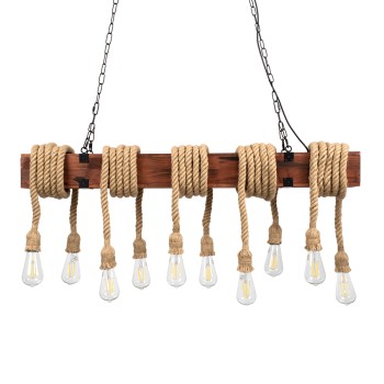 GLOBOSTAR® VIKING 00607 Vintage Κρεμαστό Φωτιστικό Οροφής με Ντουί 10 x E27 AC 220-240V IP20 - Καφε & Μπεζ - Μ108 x Π11 x Υ220cm